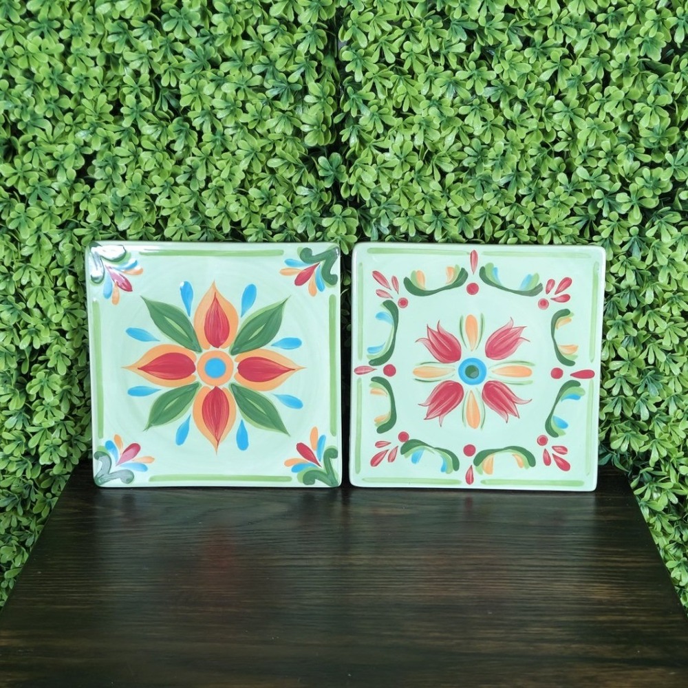 Southern Living at HOME Ceramic Floral Wall Tiles Set of 2 6x6